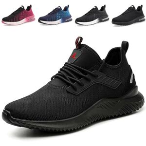 ZVC Chaussures de Sécurité Hommes Femmes Embout Acier Antidérapant Trekking Sneakers Chaussures de Travail Confort Legere Respirante Baskets de Sécurité(Noir,44 EU) - Publicité