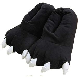 baiou haute qualité Cartoon griffe chaussons Paw Chaussures en peluche Dinosaur Griffe Pantoufles Hiver Maison Unisexe Halloween Animal Costume (28/33, black) - Publicité