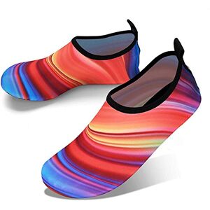 JOTO Water Shoes Chaussons Aquatiques Homme Femme, Chaussures de Plage de Mer de Piscine Sandales Plastiques, Anti Sable Antidérapant Sèche Vite dans l’Eau, sur la Plage ou Yoga- Bariolé-24.2CM - Publicité