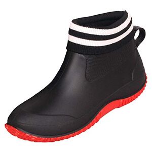 CELANDA Bottes de Pluie Tige Courtes Imperméables Antidérapant Chaussures Mixte Adulte,37 EU,Noir Rouge Chaud - Publicité