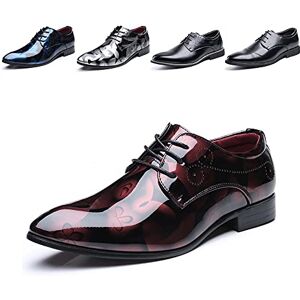 JOYTO Derby Chaussures Richelieu pour homme en cuir verni Chaussures habillées à lacets Moine Formelles Pointure 37-46, J1 Rouge, 46 EU - Publicité