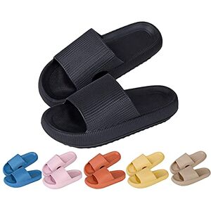 Rotok Femme Hommes Chaussons Sandales Pantoufles été Unisexe CloudFeet Ultra-Soft Slippers Pillow Slides Plage Pantoufles de Douche chausson plastique piscine Plage À Semelles Épaisses noir 40/41 - Publicité