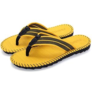 Jinsha Hommes Tongs Été Tongs pour adultes Chaussures de plage et de piscine（yellow 37） - Publicité