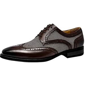 ZYUEER Chaussure Homme Ville Cuir, Chaussures Basses Plates Vintage Derby Mariage Dressing Oxford Business Cuir Vernis Brogue Rétro Grande Taille - Publicité