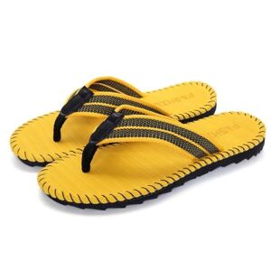 Jinsha Hommes Tongs Été Tongs pour adultes Chaussures de plage et de piscine（yellow 41） - Publicité