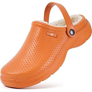 Hsyooes Sabots Femmes Hiver Chaussons Hommes Sabots de Jardinage Sabots Fourrés Peluche Chaussons Imperméables Chaussures de Jardin Pantoufles Antidérapant Orange-A 41EU - Publicité