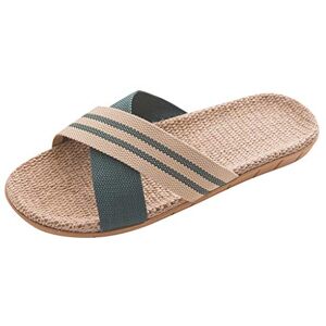 Générique Chaussons Pour Homme Pantoufles Claquettes En Lin Chaussures De Maison Piscine Plage Slides Sandales Antidérapante Pantoufle Chaussures De Plage Flip Flops Sandales Pour Adultes - Publicité