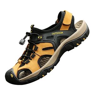 MGGMOKAY Sandales de Randonnée Homme Cuir Marche Fermées Été Extérieur Chaussures de Sport Plage Chaussures d'eau,Jaune,41 - Publicité