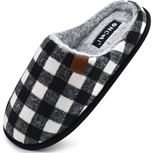 ONCAI Chaussons Homme Pantoufles Hiver Chaussures pour La Maison en Mousse à Mémoire, Laine en Peluche Avec Semelle en Caoutchouc Antidérapante Noir/Blanc Taille 45EU - Publicité