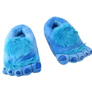 LANFIRE Pantoufles d'aventure de monstre velues, pantoufles confortables d'hiver chaud de nouveauté grands adultes (Blue) - Publicité