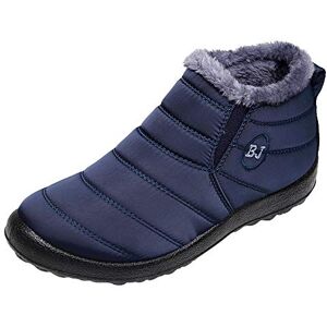 Generisch Bottes pour homme Doublure chaude Bottes de neige légères et imperméables Courtes Chaussures d'hiver plates et antidérapantes Bottes thermiques Pointure 43, bleu, 43 EU - Publicité