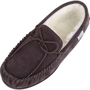 SNUGRUGS Mocassins/Pantoufles en Peau de Mouton pour Hommes/Chaussons Marron avec Semelle en Caoutchouc. EU 44.5 - Publicité