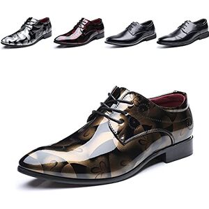 JOYTO Derby Chaussures Richelieu pour homme en cuir verni Chaussures habillées à lacets Moine Formelles Pointure 37-46, J1 Or, 46 EU - Publicité