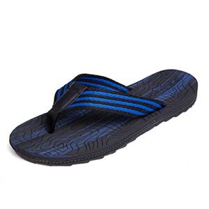 Jinsha Hommes Tongs Été Tongs pour adultes Chaussures de plage et de piscine（G/Black blue 37） - Publicité