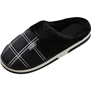 Woaikeyu Chaussons Hommes pantoufles Maison Hiver Chaud coton diapositives bois de noël imprimer pantoufles thermiques décontracté maison (Black, 44-45) - Publicité