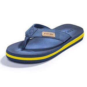 FITORY Homme Confortable Tongs été antidérapante Chaussures de Plage & Piscine Taille Bleu/Jaune 41 EU - Publicité