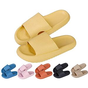 Rotok Femme Hommes Chaussons Sandales Pantoufles été Unisexe CloudFeet Ultra-Soft Slippers Pillow Slides Plage Pantoufles de Douche chausson plastique piscine Plage À Semelles Épaisses noir 40/41 - Publicité