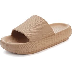 Coswind Chaussons Femme Homme été Sandales Claquette de Bain Cloud Slides Confortable Réglable Douche Soft Foam Sole Piscine Plage Maison Sport et D'extérieur Pantoufles Marron 37-38 - Publicité