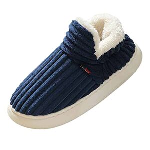 Woaikeyu Chaussons Homme pantoufles automne et hiver intérieur et extérieur mode Pantoufles De Maison Hommes couleur unie confortable sac plat avec chaud antidérapant Plates (Navy, 43) - Publicité