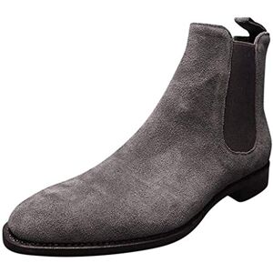 HDUFGJ Bottines Chelsea en Daim pour Homme Bottes pour Hommes Élégantes Rétro Pointues en Daim Dépoli pour Hommes 39-46(Gris, 40 EU) - Publicité