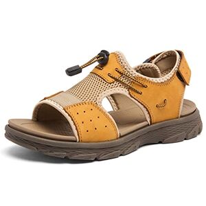 EKsma Sandales en cuir for hommes, chaussures de randonnée à bout ouvert d'été en plein air, chaussures de plage décontractées, chaussures d'eau (Color : Yellow, Size : EU 41/US 8/UK 7.5/JP 26 cm) - Publicité