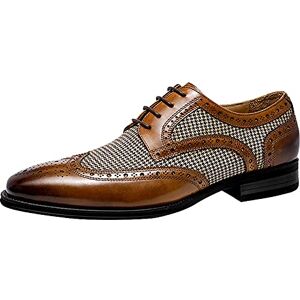 ZYUEER Chaussure Homme Ville Cuir, Chaussures Basses Plates Vintage Derby Mariage Dressing Oxford Business Cuir Vernis Brogue Rétro Grande Taille, Jaune, 38 EU - Publicité