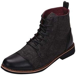 Susenstone Boots Homme Cuir Mode Pas Cher Grand Taille à Talon Plates Bottes A Lacets Automne Hiver AntidéRapant Vintage Hautes Chaussure De Travail - Publicité