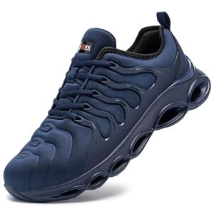 LARNMERN Chaussures de Sécurité Hommes Légere Embout Acier Confort Chaussures de Travail Mode Respirante Basket de Securite(Bleu Marine,45 EU) - Publicité