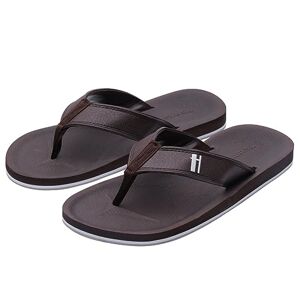 Harssidanzar Hommes Flip flops classique Thong sandales de plage d'été imperméables à sec et rapidesKM230EU,Marron,taille 42 - Publicité