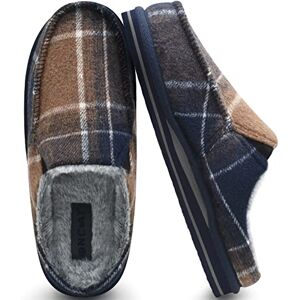 ONCAI Chaussons Homme Support de voûte Coton Mélangé Mémoire Mousse Maison Pantoufles Hiver Chaude Confort Peluche Chaussures Homme Intérieur Extérieur Caoutchouc Antidérapantes dégradé Bleu Taille 40 - Publicité