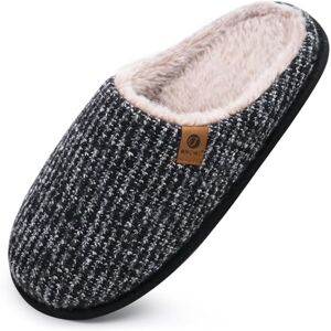 ONCAI Chaussons Homme Pantoufles à Rayures Hiver Chaussures Chaudes pour La Maison en Mousse à Mémoire de Forme, Laine en Peluche Doublée Avec Semelle en Caoutchouc Antidérapante Noir Peluche Taille 49 - Publicité