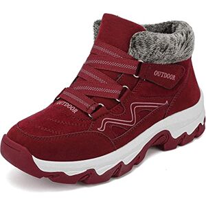 VTASQ Chaussures d'hiver Bottine Doublée De Fourrure Chaud Bottes Hommes Femme Bottes de Neige Outdoor Antidérapantes Bottine de Randonnée Chaussures de Marche Rouge 36 EU - Publicité