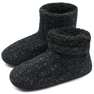 COFACE Homme Haute Qualité Niche Chaussons d'hiver Chaud Anti-dérapant Chaussures doublées pour intérieur/extérieur, Tricot Noir, 45 EU - Publicité