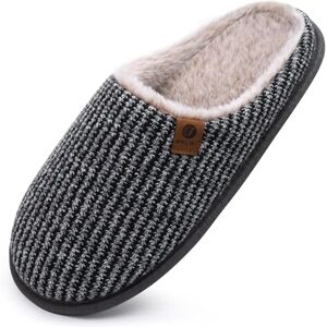 ONCAI Chaussons Homme Pantoufles à Rayures Hiver Chaussures Chaudes pour La Maison en Mousse à Mémoire de Forme, Laine en Peluche Doublée Avec Semelle en Caoutchouc Antidérapante Gris Peluche Taille 40 - Publicité