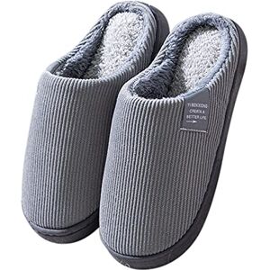 TDEOK On Slip Plush For Men Soft Slippers Flop Shoes Warm House Slippers Mens Flip Men's slipper Bottine Homme Plate Noir (Grey, 40-41) - Publicité