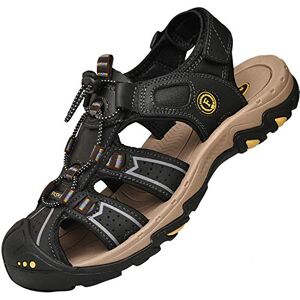 Lvptsh Sandales de Randonnée Sandales de Marche Homme Cuir Été Extérieur Chaussures de Sport Plage Chaussures d'eau eau Plage Closed-Toe Sandals Homme,Noir,EU43 - Publicité