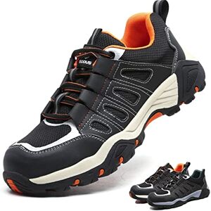 ISOOUS Chaussures de Sécurité Homme Legere Chaussures de Travail Femme Respirante Embout Acier Protection Baskets de Sécurité Confortable Noir Orange 39 - Publicité