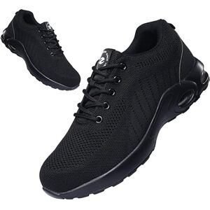 ziitop Chaussures de sécurité Homme Femme Basket de Securite Baskets Chantiers Embout Acier Respirant Chaussures de Travail Légère Anti-Perforation Tout Noir 39 EU - Publicité