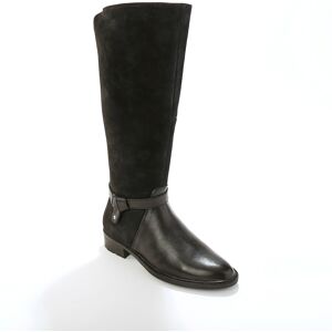 Blancheporte Bottes en cuir bimatière à mollets élastiqués - Blancheporte Noir 40