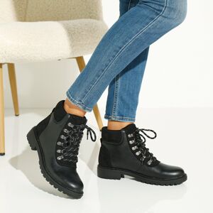 Blancheporte Boots bimatière style randonnée à semelle crantée - Blancheporte Noir 41