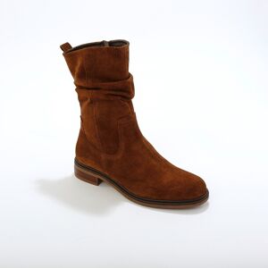 Blancheporte Bottes fourrées en cuir plissé - Blancheporte Marron 36