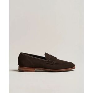 Crockett & Jones Seaton Unlined Penny Loafer Dark Oak Suede