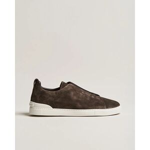 Zegna Triple Stitch Sneakers Dark Brown Suede