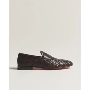 Santoni Braided Penny Loafers Dark Brown Calf