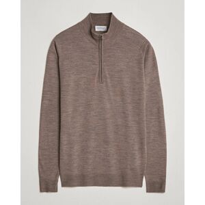 John Smedley Barrow Extra Fine Merino Half Zip Mushroom Brown