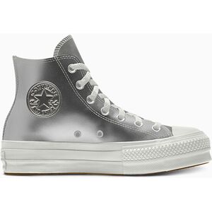 Custom Chuck Taylor All Star Lift Platform Leather By You  Silver - Publicité