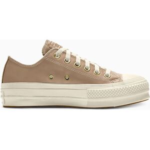 Custom Chuck Taylor All Star Lift Platform Leather By You  Cream - Publicité