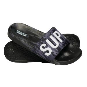 Superdry pour homme. MF310261A Tongs grises à imprimé camouflage (42/43), Noir, Plat, Aucun, Beachwear - Publicité