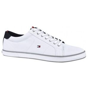 Tommy Hilfiger pour homme. FM0FM00596 Baskets en toile 1D blanc (45), Tissu, Plat, 1 à 3 cm, Lacets, Casuel - Publicité