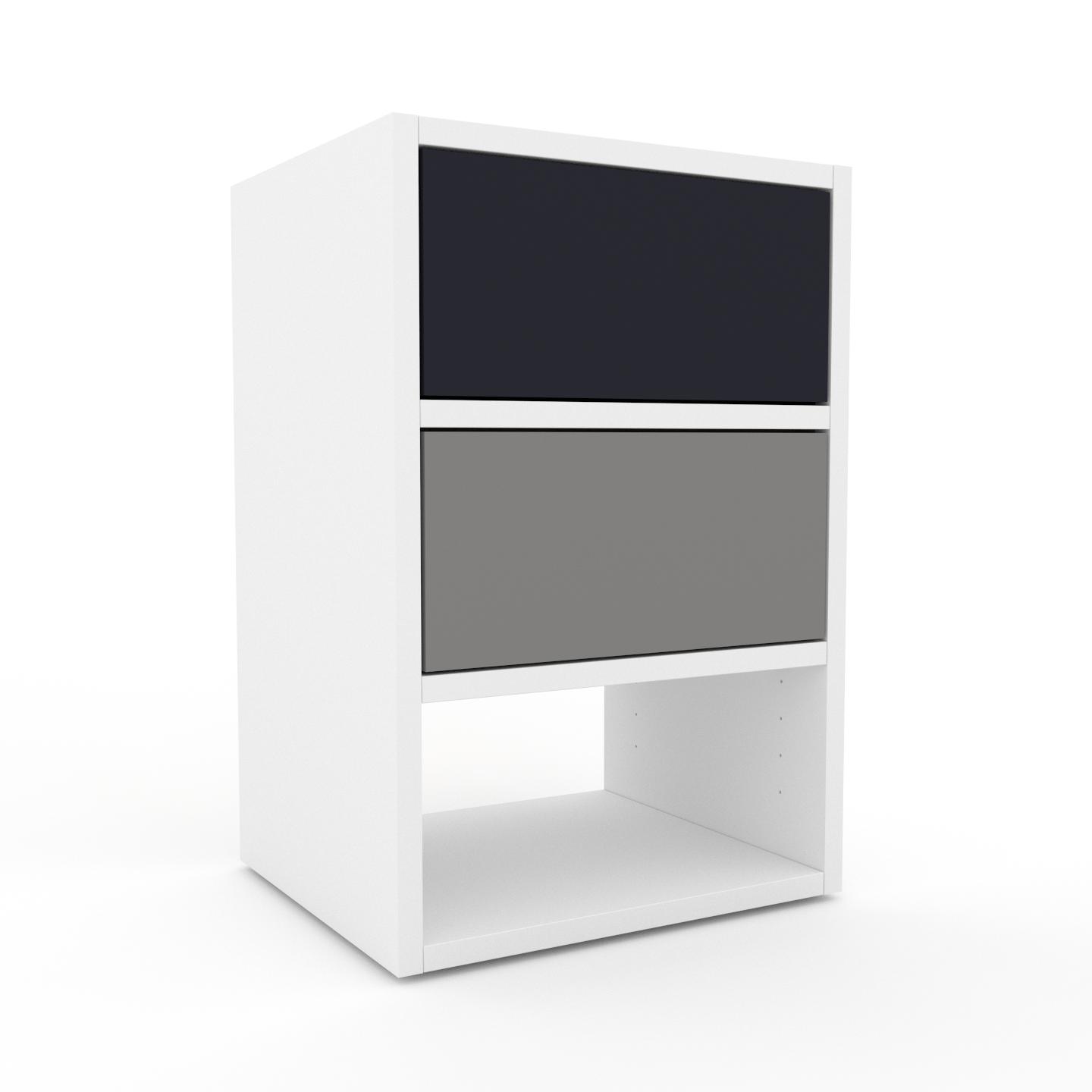 MYCS Table de chevet - Blanc, contemporaine, table de nuit, avec tiroir Gris - 41 x 61 x 35 cm, modulable
